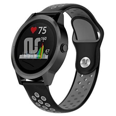 Imagem de Pulseira NSmart compatível com Garmin Forerunner 245 645 Music Vivomove Vivomove HR and Active 3 (Preta com cinza nk)
