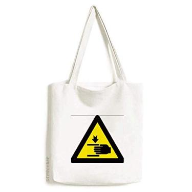 Imagem de Símbolo de aviso amarelo preto mão triângulo bolsa de compras bolsa casual bolsa bolsa de compras