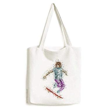 Imagem de Bolsa de lona esportiva de esqui estilo desenho animado Ilustração sacola sacola de compras casual bolsa de mão