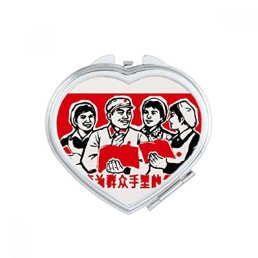 Imagem de Livro feminino soldado patriotismo vermelho espelho viagem ampliação portátil bolso maquiagem