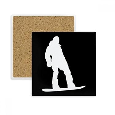 Imagem de Skateboarding Sport Black Outline Pattern Quadrado Coaster Coaster Cup Mat Suporte Subplate Insulation Stone