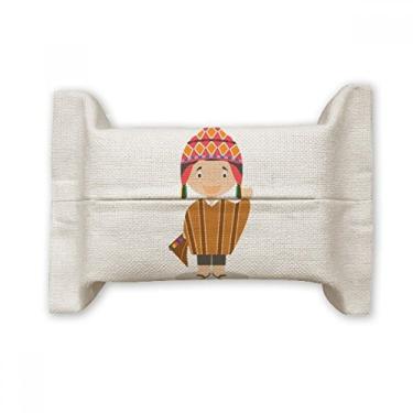 Imagem de Chapéu colorido Peru desenho facial capa de papel lenço bolsa de linho de algodão