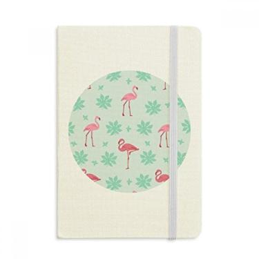 Imagem de Caderno com estampa de flamingo rosa verde oficial de tecido capa dura diário clássico