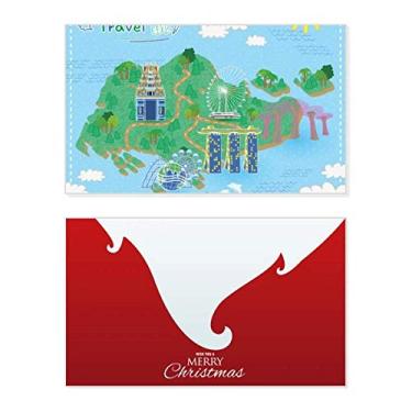 Imagem de Mapa de viagem de Singapura, feriado, feriado, cartão de felicitações, mensagem de Natal