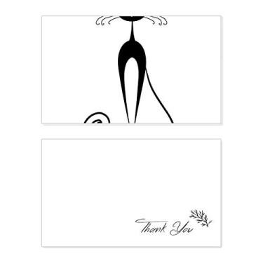 Imagem de Elegante desenho de animal amante de gato preto esboço cartão de agradecimento aniversário lembrança casamento agradecimento