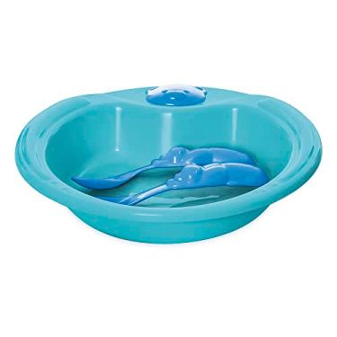 Imagem de Adoleta Bebê Kit Alimentação Pratinho Urso E Colheres Azul Turquesa