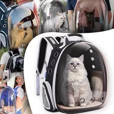 Imagem de Mochila Pet Global Cápsula Astronauta Cachorro Gato Cão Passeio Viagem Visão Panorâmica Bolsa Transporte Transportadora Portátil Respirável Impermeável Acampamento Caminhada Com Ventilação