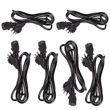 Imagem de Kit 6 Cabos De Energia para Computador 1.5 m 10a 250v Tripolar Preto Pradrão Brasil Brasileiro BR 3 pinos 220v 110v Notebook Fonte PC Gamer Panela de Arroz