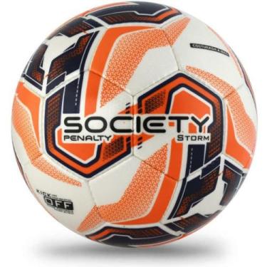 Imagem de Bola De Futebol Society Storm Xxi Branca Laranja E Azul - Penalty