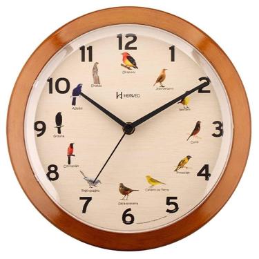 Imagem de Relógio De Parede Herweg Ref: 6658-107 Pássaros Estilo Madeira