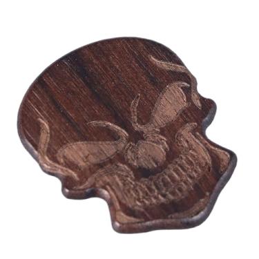 Imagem de Palheta de Guitarra de Madeira, Aparência Personalizada, Palheta de Caveira Legal Atraente para Instrumento Musical (Tipo B(chacate Preto))