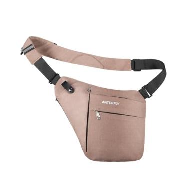 Imagem de WATERFLY Bolsa tiracolo tiracolo para o peito: bolsa transversal slim anti-roubo sobre o ombro mochila lateral furtiva homem mulher, Cáqui (tamanho atualizado), One_Size, Moderno/justo