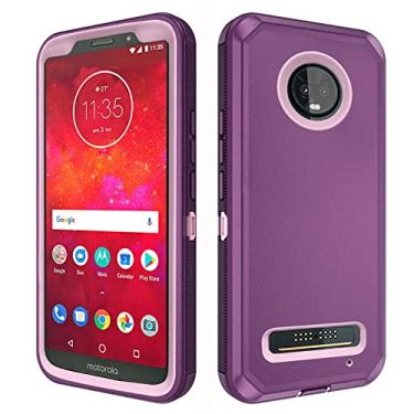 Imagem de Asuwish Capa de celular para Moto Z3/Z3 Play, híbrida, resistente, à prova de choque, rígida, à prova de quedas, acessórios para celular Motorola MotoZ3 Z 3 3Z Z3play mulheres homens roxo