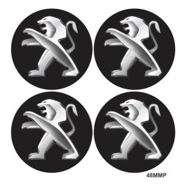 Imagem de Adesivo Jogo 4 Emblema Logo Roda Peugeot Preto 58mm - Resitank