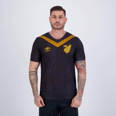 Imagem de Umbro Camisa Masculina CAP | Athletico Paranaense Oficial nº 3 2024 Jogador, Preto/Dourado, P