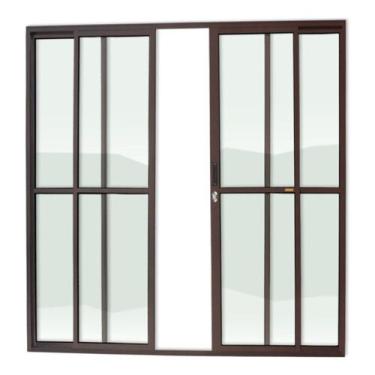 Imagem de Porta de Alumínio de Correr 210x240cm 4 Folhas 1/3 com Vidro Liso Cort
