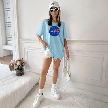 Imagem de Camisa Camiseta Feminina Estampada Nasa Economia 100% Algodão Fio 30.1