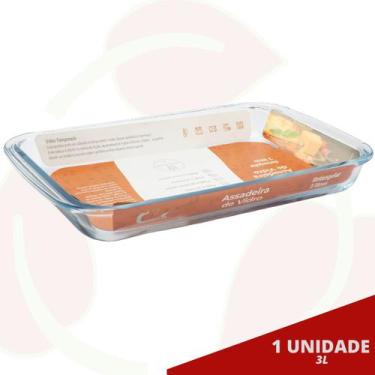 Imagem de 1 Travessa Refratária 3L Vidro Temperado Microondas Doces Festas - Cas
