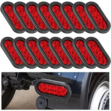 Imagem de Retisee 16 peças Kit de luz de reboque oval de LED de 15 cm, 10 luzes traseiras de freio de parada vermelha, IP67 à prova d'água de 3 pinos, plugue à prova d'água com fios e luz traseira para caminhões de barco e trailers