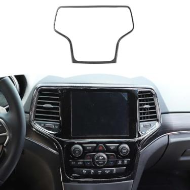Imagem de RT-TCZ Decoração da capa de acabamento da moldura do GPS da consola central de fibra de carbono compatível com Jeep Grand Cherokee 2014-2020