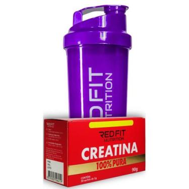 Imagem de Creatina Sachê 90g Shaker Roxa 600ml - 100% Pura Importada - Red Fit N