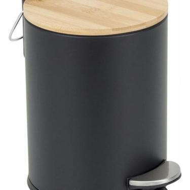 Imagem de Lixeira De Chão Banheiro Metal E Madeira 3l 24x17cm Preto
