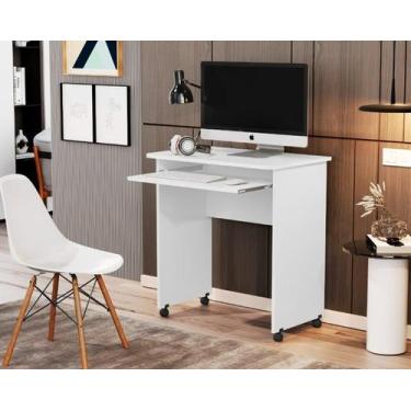 Imagem de Mesa / Escrivaninha NE Multifuncional Com Rodízios Cor Branco - JM