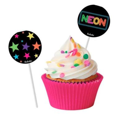 Imagem de Pick p/ Docinhos Festa Neon - 8 unidades - Festcolor - Rizzo Festas