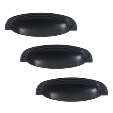 Imagem de Kit 3 puxador concha colonial preto fosco 115 italy line metal 96mm co