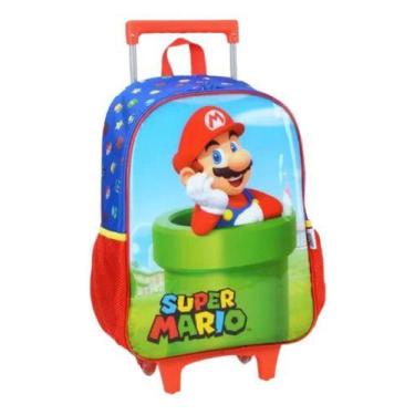 Imagem de Mochila Escolar Com Rodinha Super Mario Azul - Luxcel