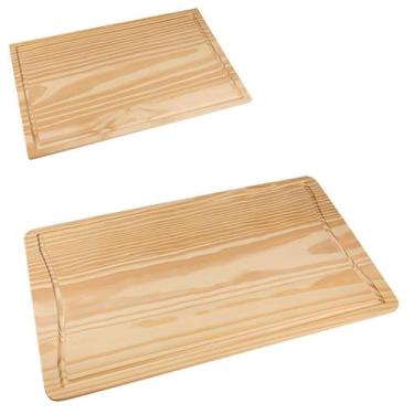 Imagem de Kit 2 Prancha com canaleta  40x25Cm 50x30Cm de pau madeira - Edal