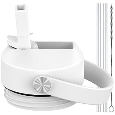 Imagem de CHEETAH Tampa de canudo para garrafa de água Yeti Rambler 510 g, 737 g, 1,020 g, 1,304 g, 340 g, 1,814 g, tampa de palha, canudos e escova incluídos (branco)