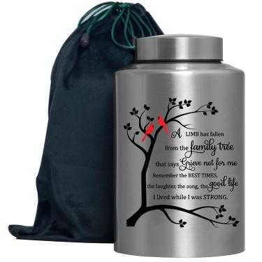 Imagem de XIIGRA Urnas De Cremação Para Cinzas Humanas Adulto Masculino Feminino Grande Urna Decorativa Cardeal Pássaros Urna De Até 220 Libras De Memória Urnas Funerárias Para Cinzas Humanas (Árvore Genealógic