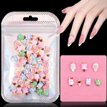 Imagem de COOSLIM Conjunto de sorvete Slime Charms - Lote misto sortido sorvete resina flatback conjuntos fofos para manicure faça você mesmo, artesanato, decorações, álbuns, enfeites, grampo de cabelo, 50