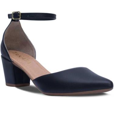 Imagem de Sapato Scarpin Salomé Fivela Bico Fino Conforto - RHN SHOES, Preto fos