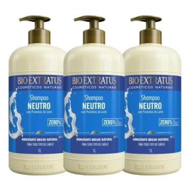 Imagem de Kit 3 Shampoo Brilho Natural  Neutro 1L Bio Extratus-Unissex