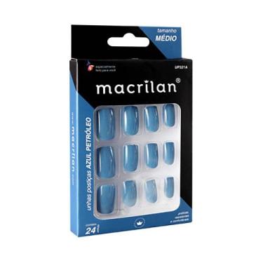 Imagem de Unhas Postiças Macrilan Tamanho Médio, Azul Petróleo - UP321A