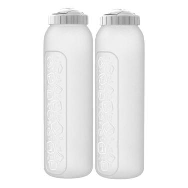 Imagem de 2 Jarra Garrafa De Água Suco Geladeira Tampa Higiênica 1,5 Litro Fina 