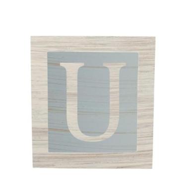 Imagem de Cubo Azul Letra Branca com Aplique Festa Chá de Bebê Decoração 8x8x8 C