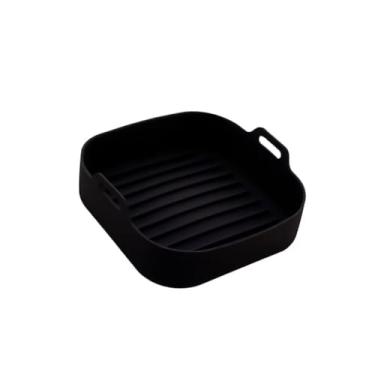 Imagem de Kit 2 Formas de Silicone para Air Fryer, 20x20x7cm, Quadrada, Preta
