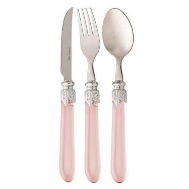 Imagem de Faqueiro 18 Peças Destiny Aço Inox com Cabo Acrílico Cristal Rosa Lyor