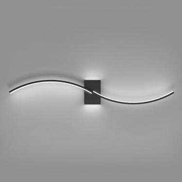 Imagem de GZZBMY Luzes de parede LED para quarto interior acrílico moderno luminária de parede criativa tira longa minimalista alumínio linear arandelas de parede para cabeceira corredor sala de estar (luz