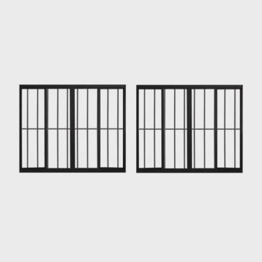 Imagem de Kit com 2 Janelas de Alumínio de Correr 100x150cm 4 Folhas Grade Hale Esquadrias Preto