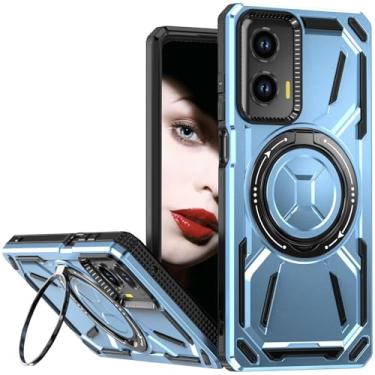 Imagem de Ephoou Capa protetora para Motorola Edge 50 Fusion com suporte de anel de 360°, capa de telefone resistente à prova de choque de camada dupla de nível militar para Motorola Edge 50 Fusion. SHJ-azul