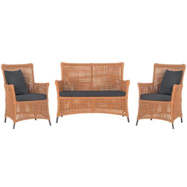 Imagem de Jogo Sofá e 2 Poltronas de Área Igapó Alumínio Pintura Preta Corda Náutica Estofado 11 Trama