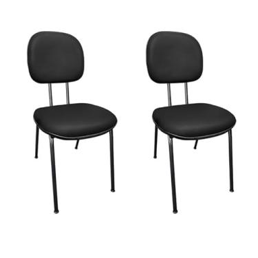 Imagem de Kit 2 Cadeiras Secretária Fixa Pé 3/4 Estofada em Courvin, Confortável e Resistente com Estrutura Robusta e Design Moderno - Escritex
