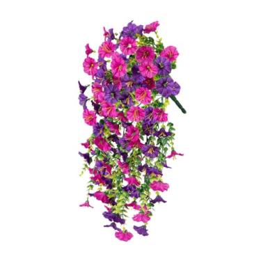 Imagem de Tachiuwa Flores artificiais Garland, nunca murcha a primavera em lágrima de primavera para o engajamento da fazenda que consome a casa, Roxo Vermelho Rosa