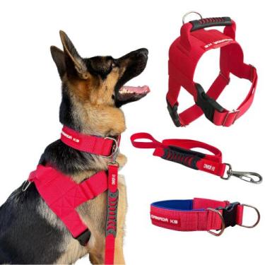 Imagem de Combo Coleira Peitoral + Guia + Coleira para Cachorro - Cores Variadas