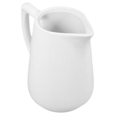 Imagem de PRETYZOOM Jarra de leite de porcelana com alça de 425 g, jarra de creme branca, jarra de molho, despejador de leite para cozinha doméstica
