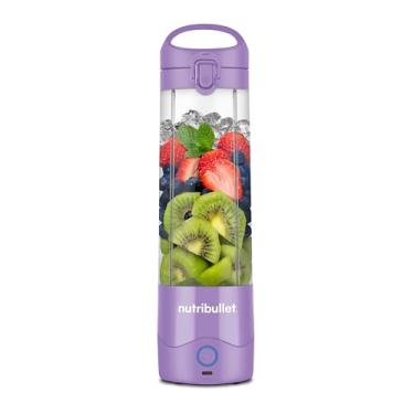 Imagem de nutribullet Liquidificador portátil, sem fio, recipiente de 590 ml, liquidificador pessoal para vitaminas, recarregável USB-C, roxo claro, NBPB50100LP